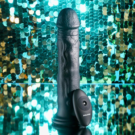 Evolved Black Thunder Vibrator Dildo With Remote - Black