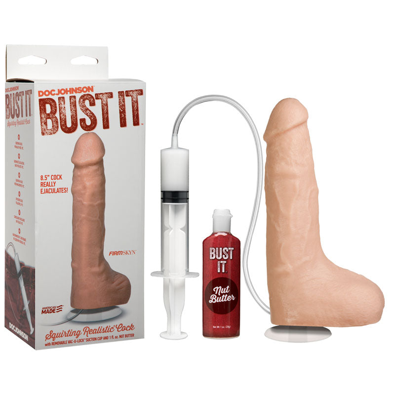 Bust It 8.5 Inch Squirting Realistic Dong - Flesh
