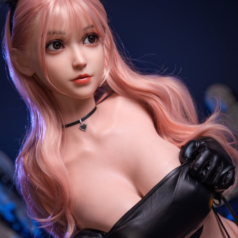 Luna Blackpaw - Poupée sexuelle Cat-Girl chaude de 148 cm avec B-Cups, look cuir et poses flexibles