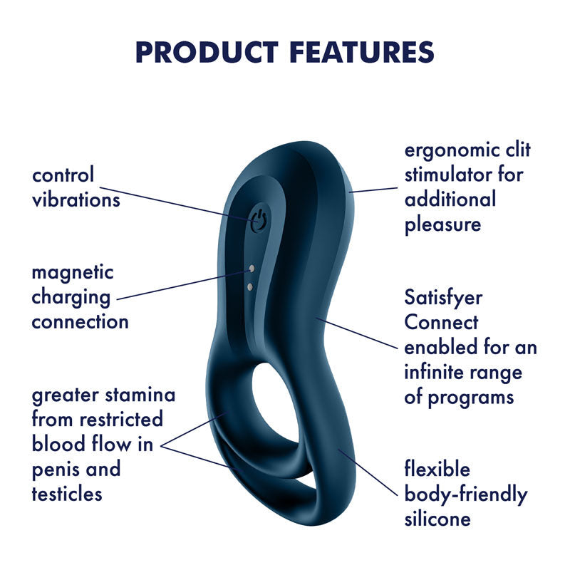 Satisfyer Epic Duo - Navy Blue - Cock & Balls Ring with App Control