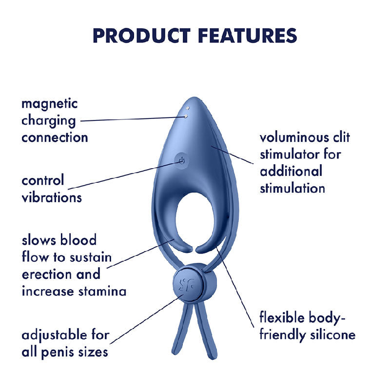 Satisfyer Sniper - Blue - Vibrating Adjustable Lasso Cock Ring