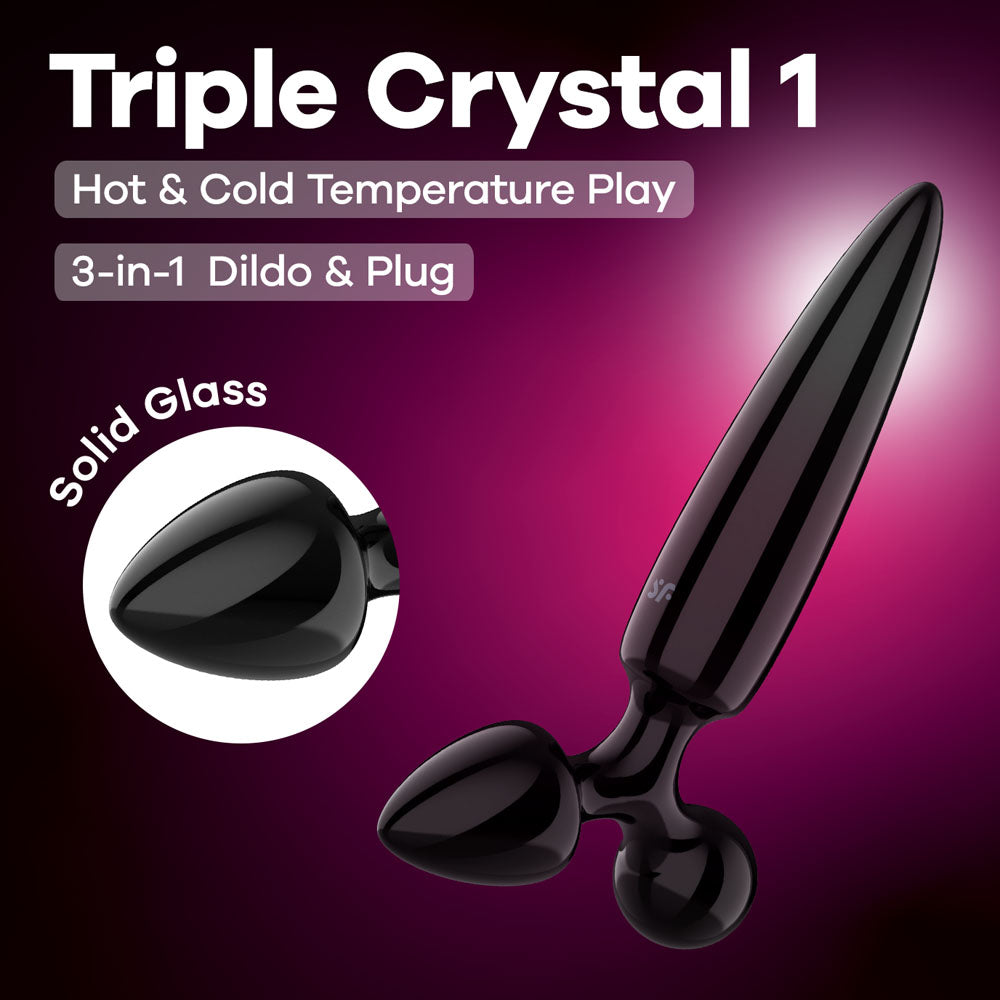 Satisfyer Triple Crystal 1 - Black Glass 3-in-1 Butt Plug