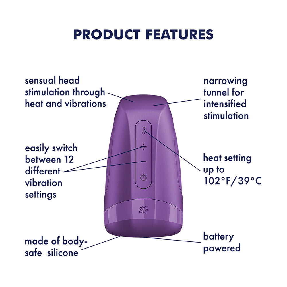 Satisfyer Men Heat Vibration - Battery Series - Purple Heating Masturbator