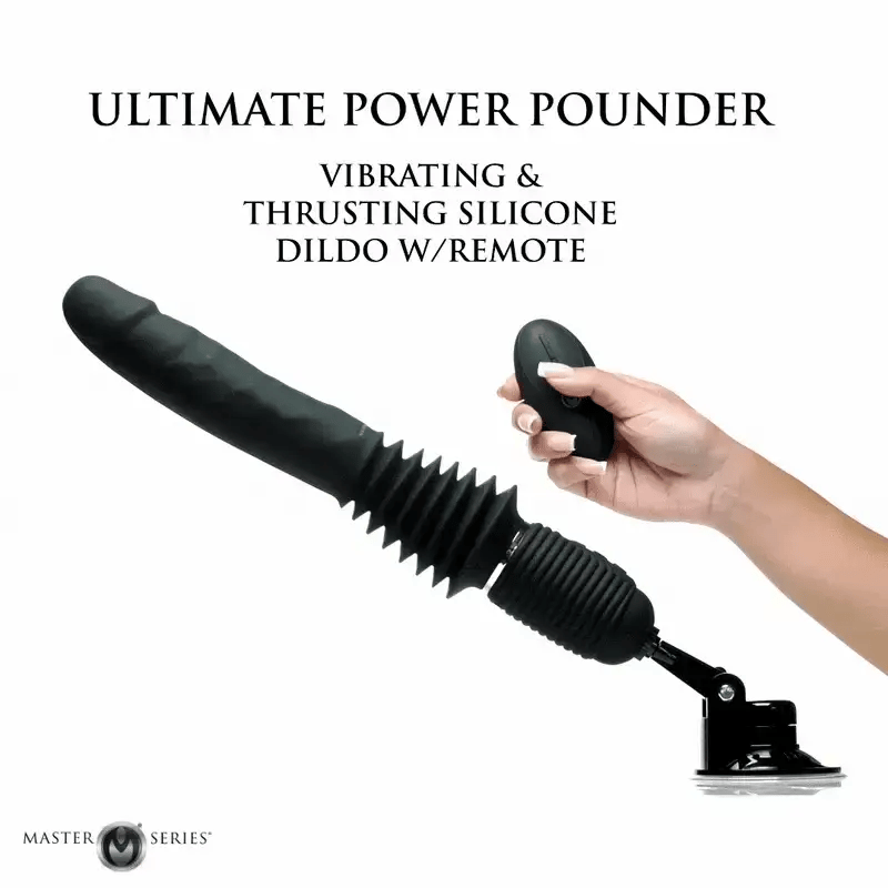 Master Series Ultimate Power Pounder - Thrusting Vibrator Dildo - Black