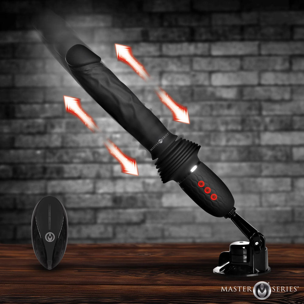 Master Series Ultimate Power Pounder - Thrusting Vibrator Dildo - Black