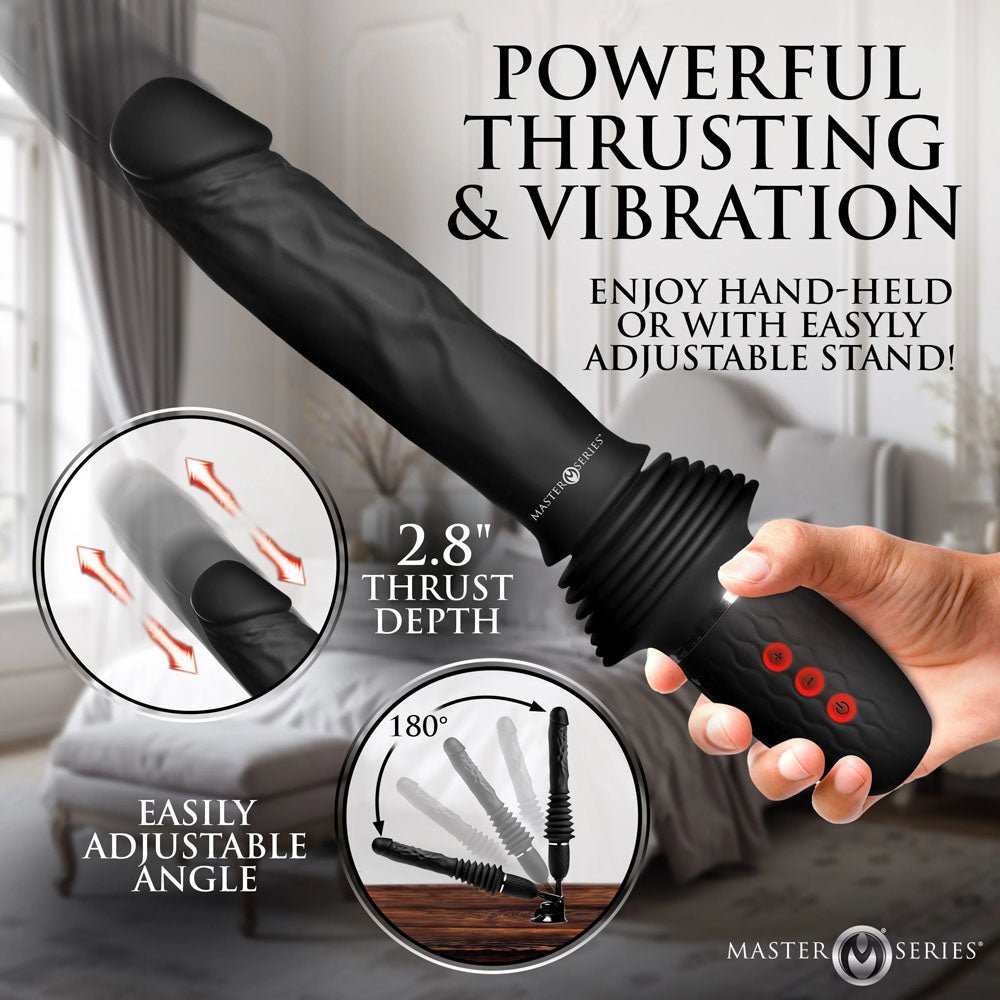 Master Series Ultimate Power Pounder - Thrusting Vibrator Dildo - Black