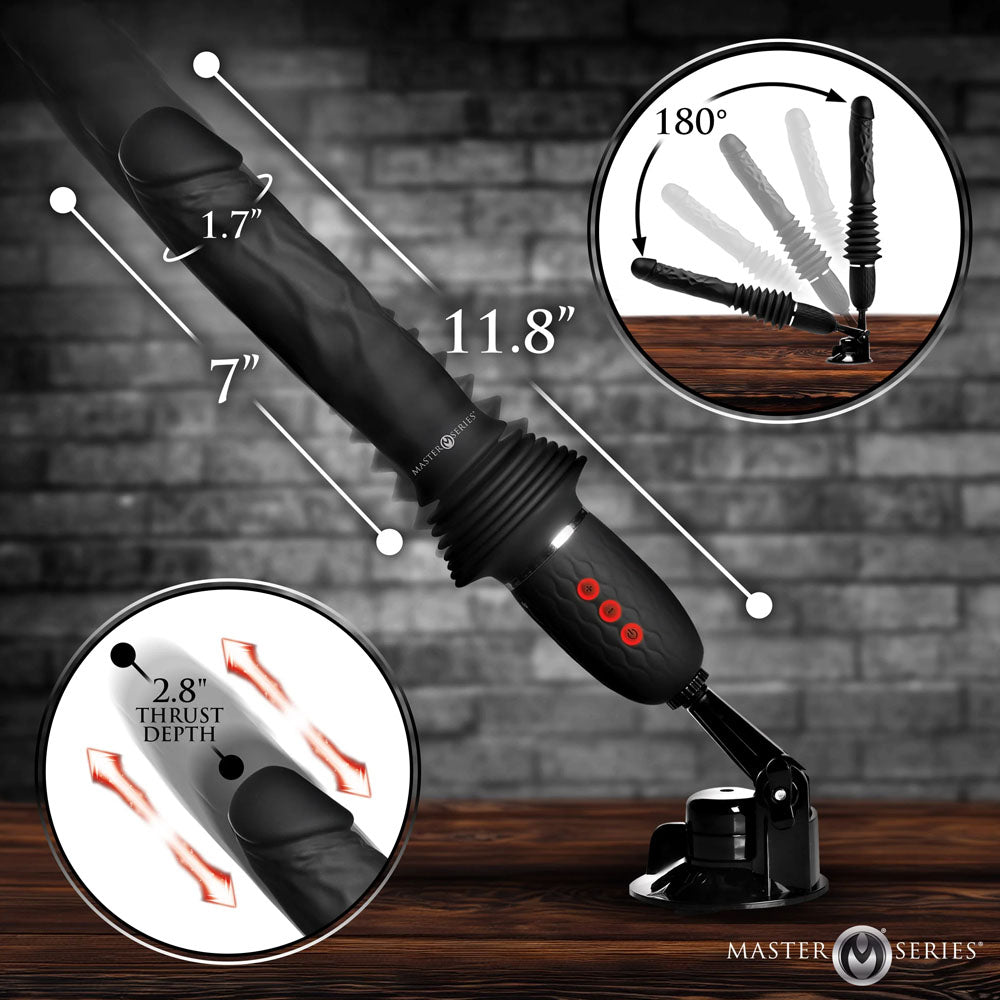 Master Series Ultimate Power Pounder - Thrusting Vibrator Dildo - Black