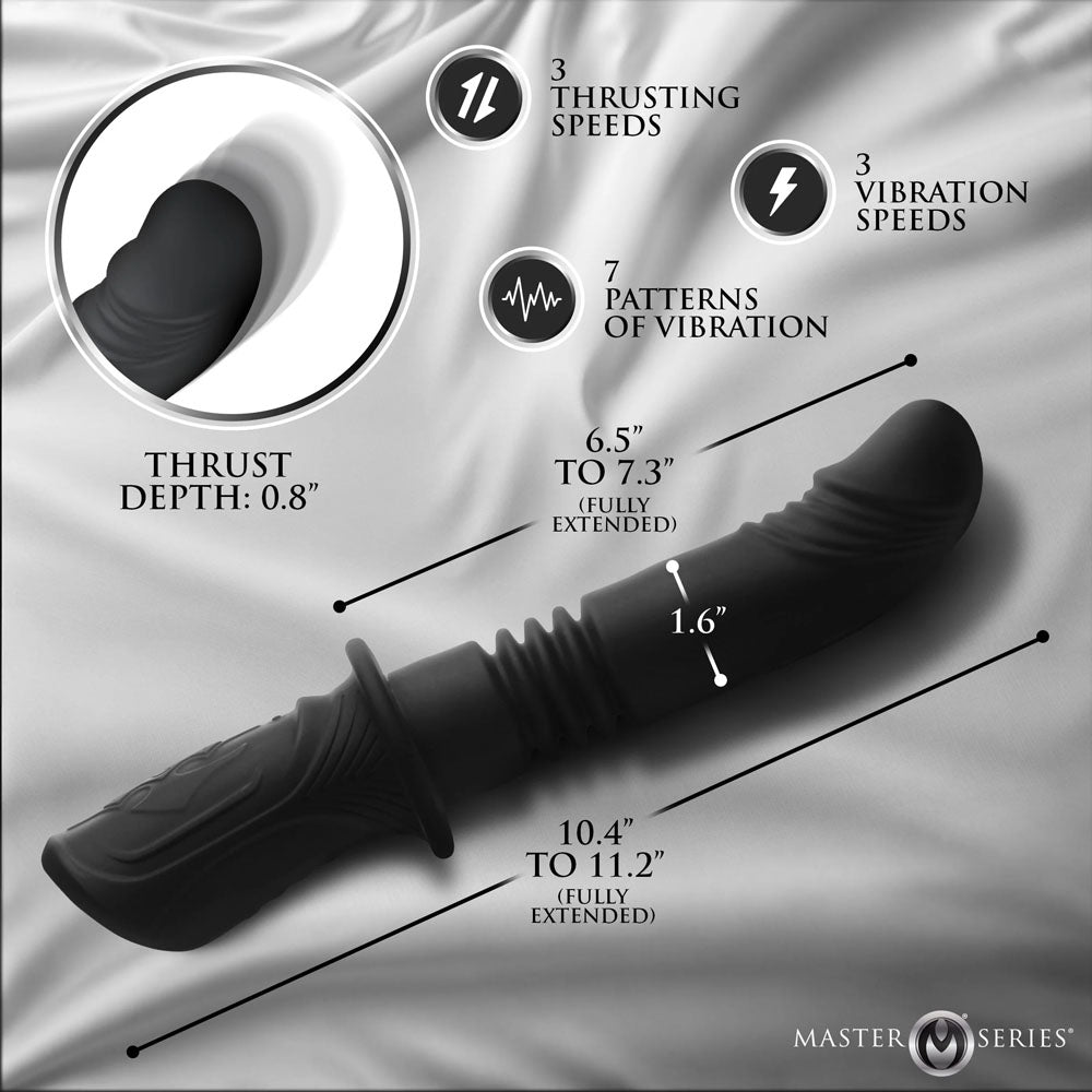 Master Series Power Thrust - Thrusting Vibrator Dildo- Black