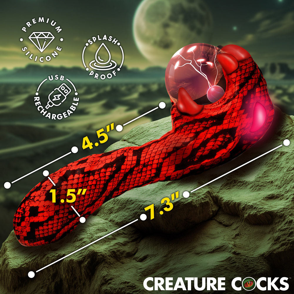 Creature Cocks Cobra - Red 7.5 Inch Fantasy Vibrator with Plasma Ball