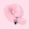 Luxury Pink Faux Fur Tail Plug – Soft Sensory Play Accessory with Smooth Metal Base