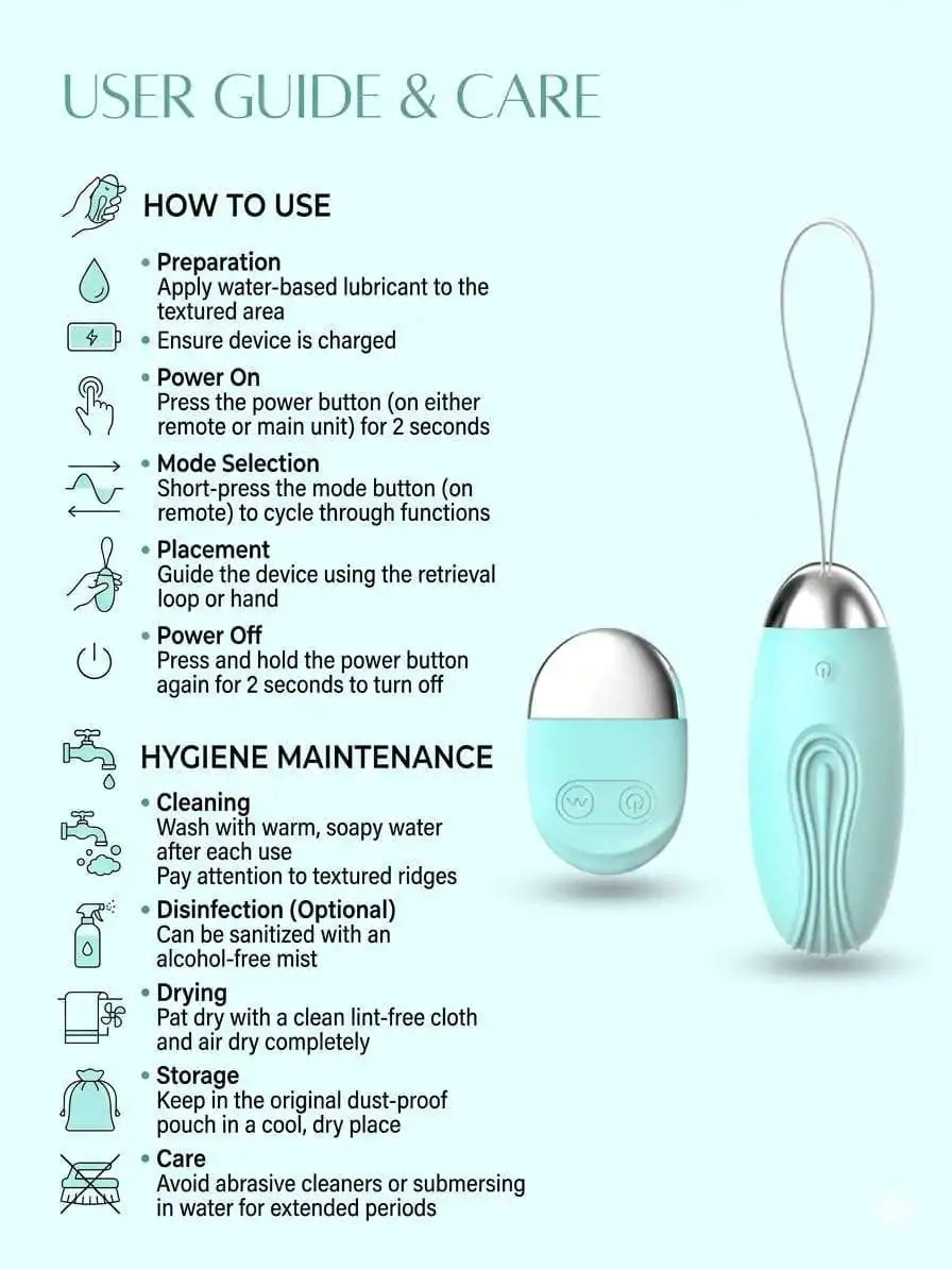 Wireless Remote Control Egg Vibrator for Women – Two-Piece Set with Retrieval Cord & Handheld Remote | Buy Online India