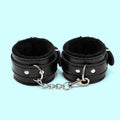 Premium Faux Fur Lined Leather Handcuffs – Adjustable Soft Plush Wrist Restraints for Couples – Professional Quality Bondage Gear