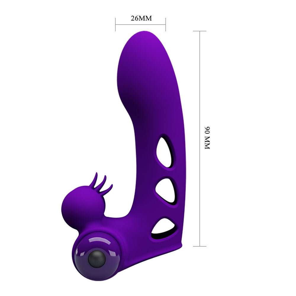 Party Up Mike Vibrating Finger Stimulator - Purple