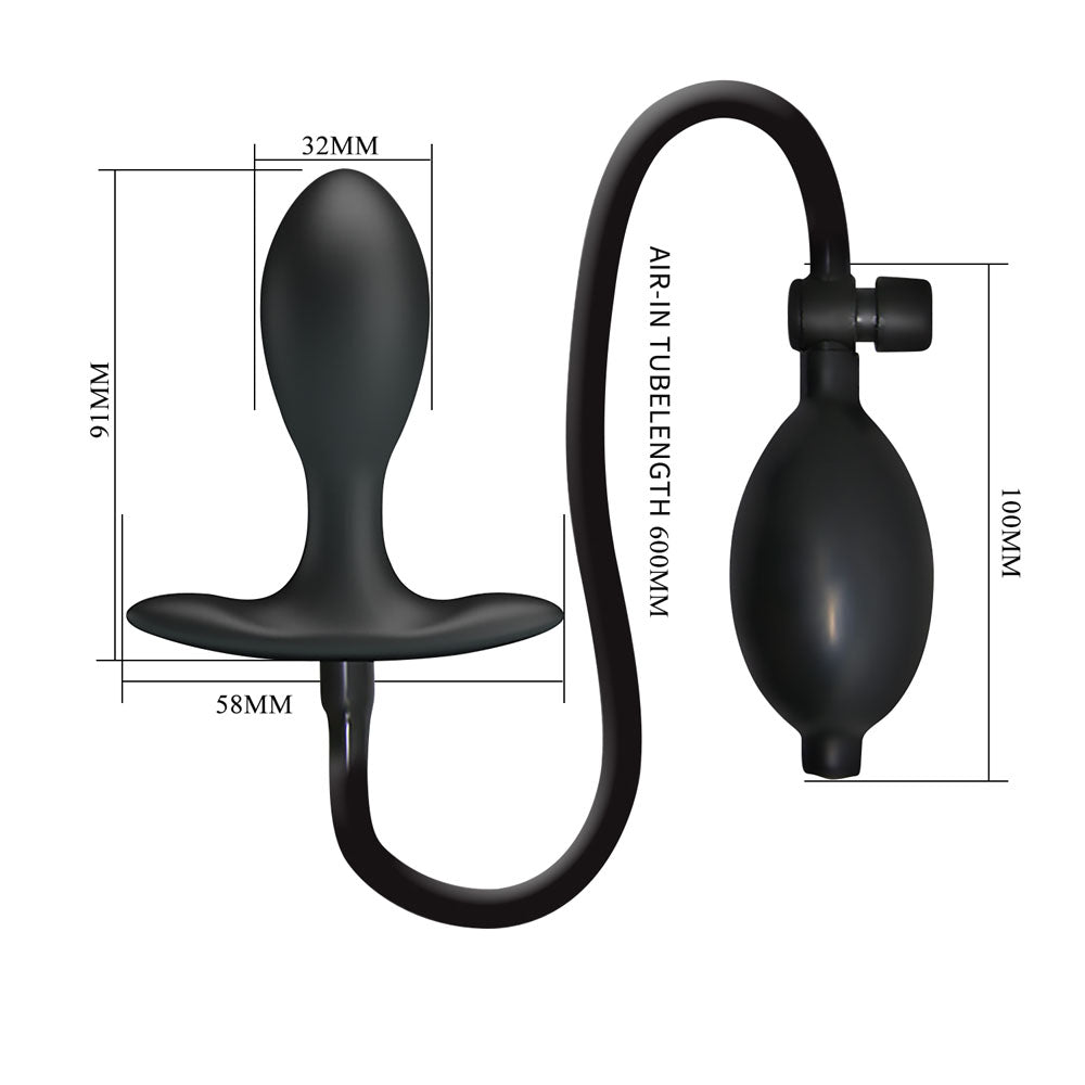 Party Up Kevin Inflatable Butt Plug - Black