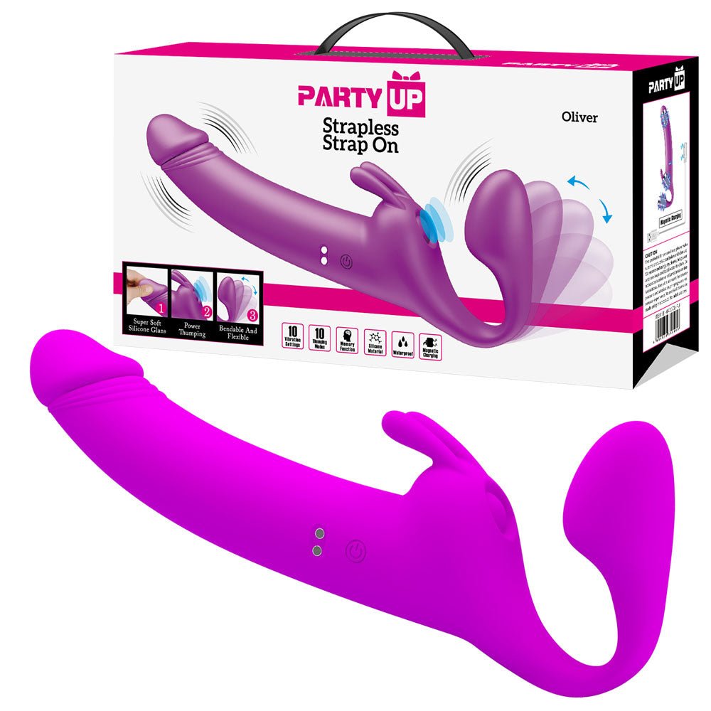 Party Up Oliver Strapless Strap-On - Purple