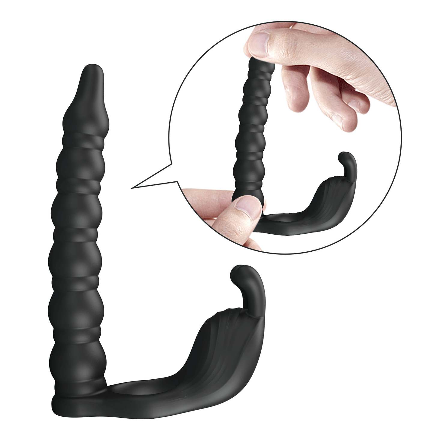 Party Up Marcus - Vibrating Cock Ring Plug with Double Penetrator - Black