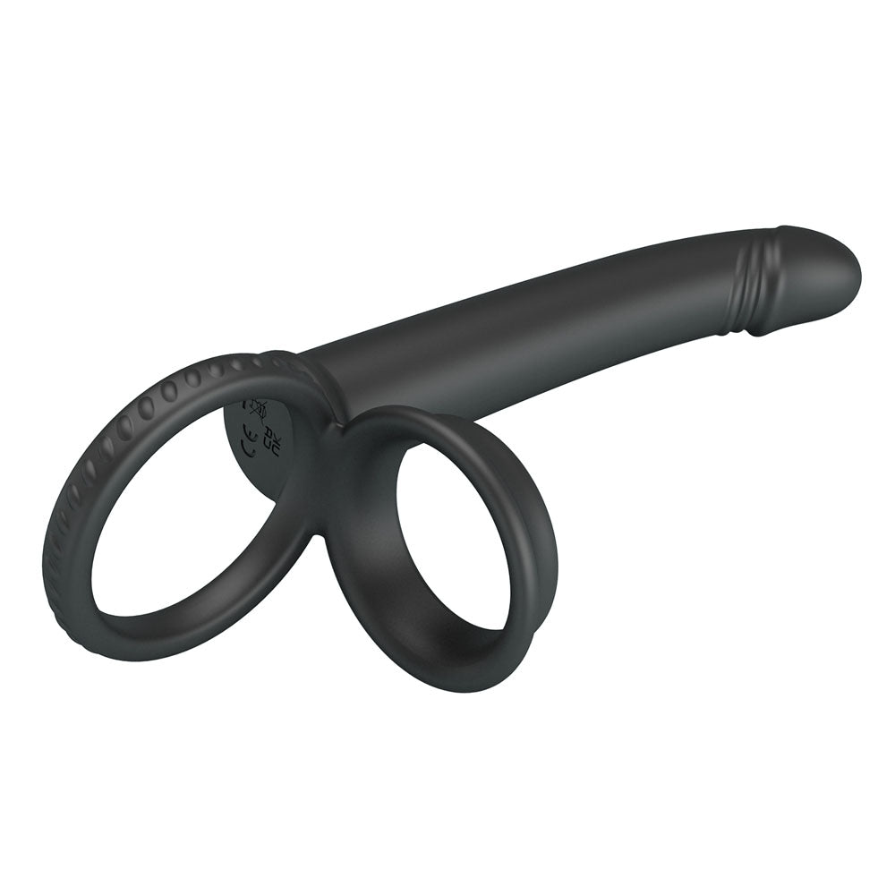 Party Up Martin Cock & Ball Rings with Double Penetrator - Black