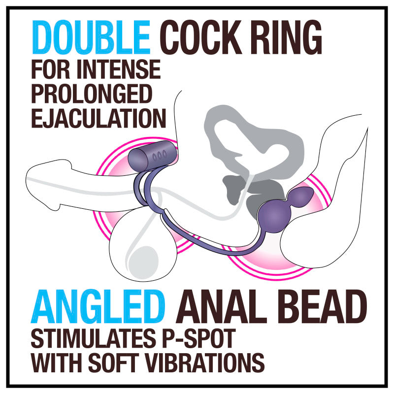 Anal Adventures Platinum Black Butt Plug & Vibrating C-Ring
