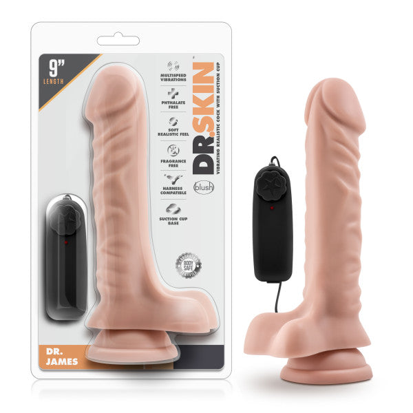 Dr. Skin Dr. James - Flesh 9 inch Vibrating Dong