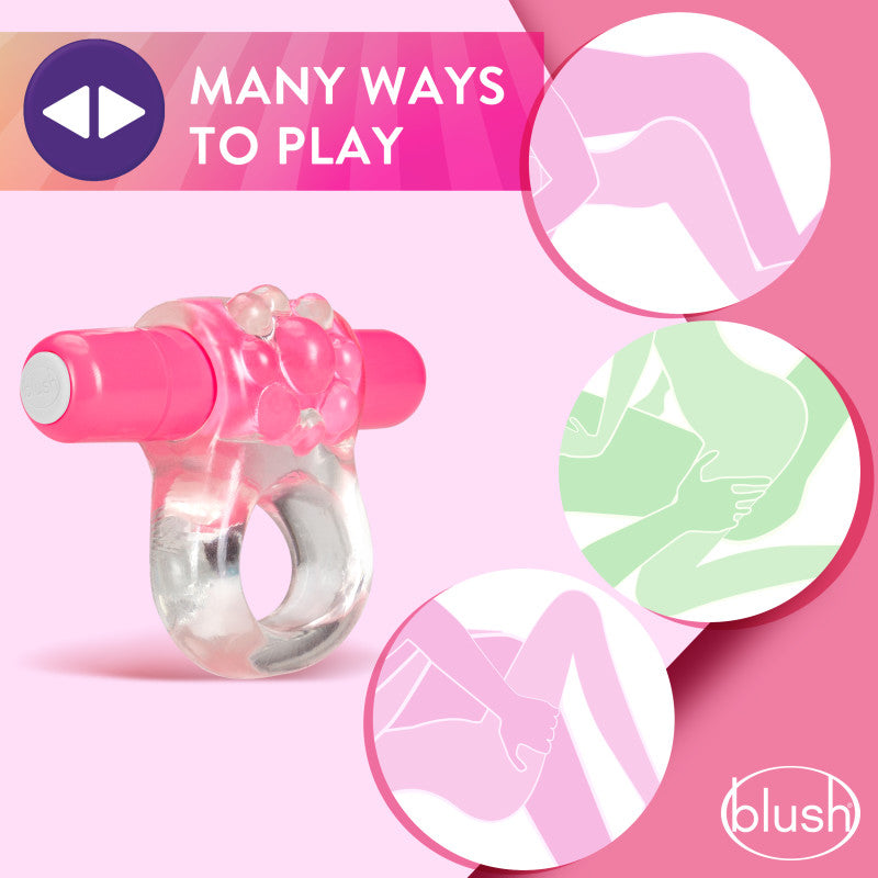 Play With Me Teaser Vibrating C-Ring - Clear/Pink