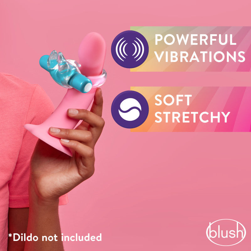 Play With Me Bull Vibrating C-Ring - Clear/Blue
