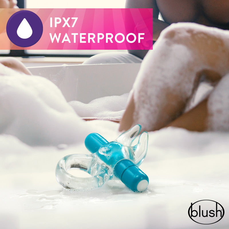 Play With Me Bull Vibrating C-Ring - Clear/Blue