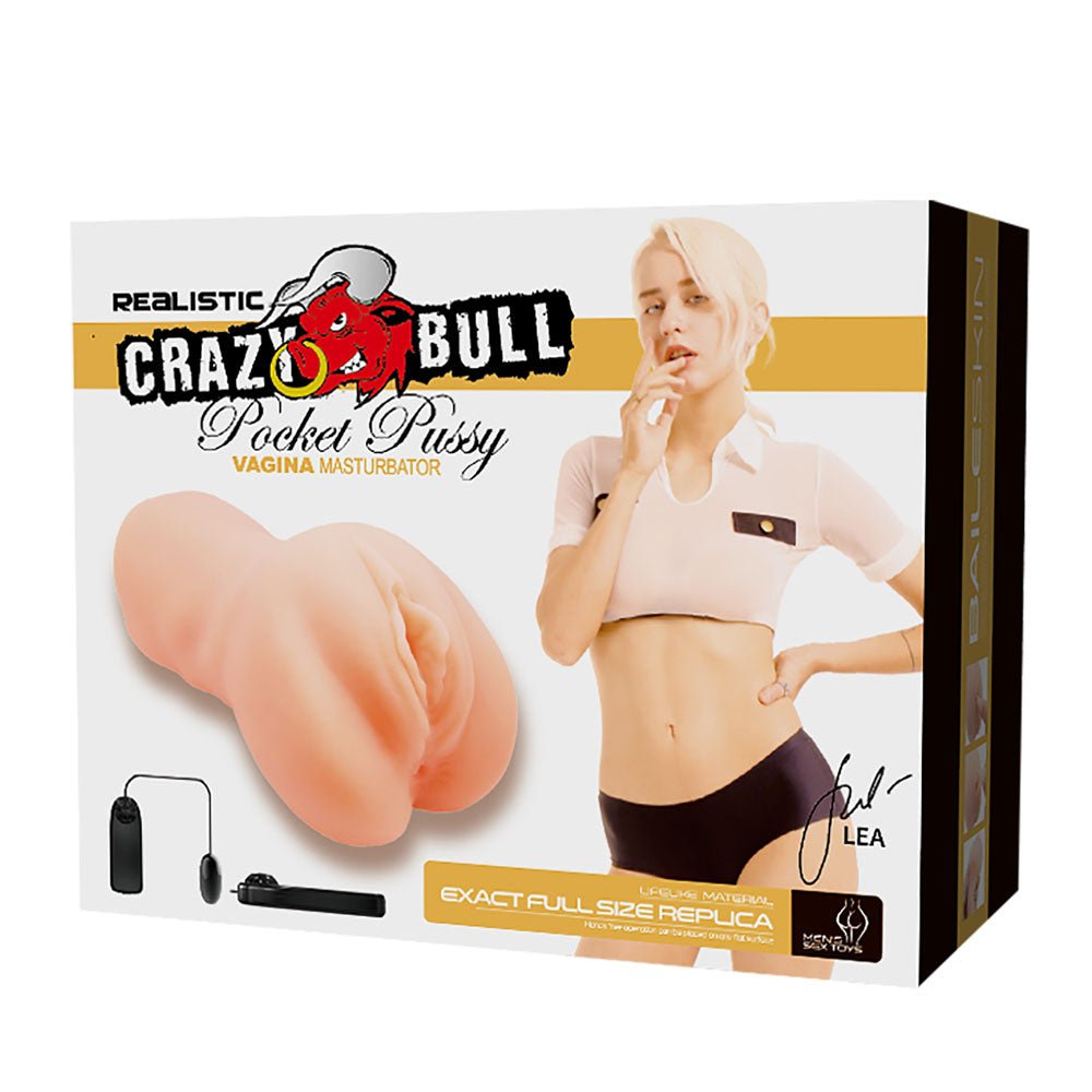 Crazy Bull Lea Vibrating Pocket Pussy - Flesh
