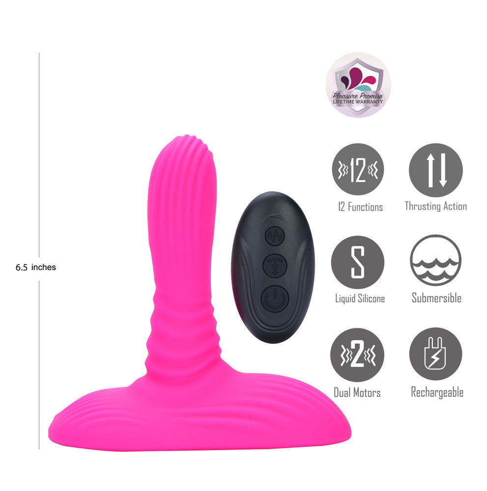 Maia Adira Thrusting Vibrator Dong with Wireless Remote - Pink