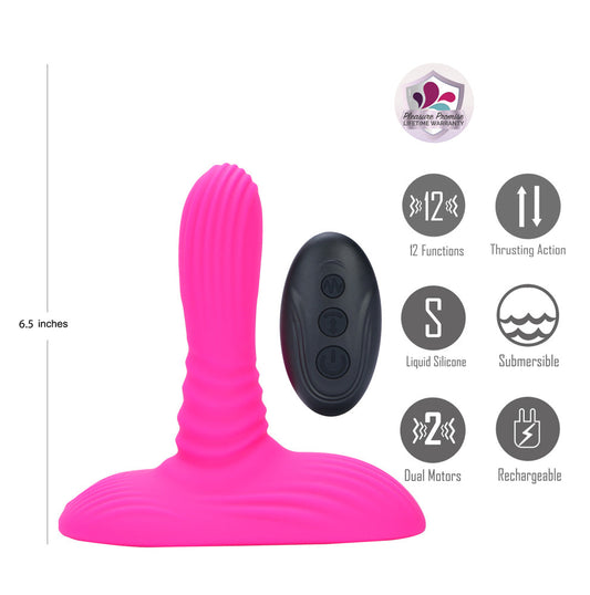 Maia Adira Thrusting Vibrator Dong with Wireless Remote - Pink