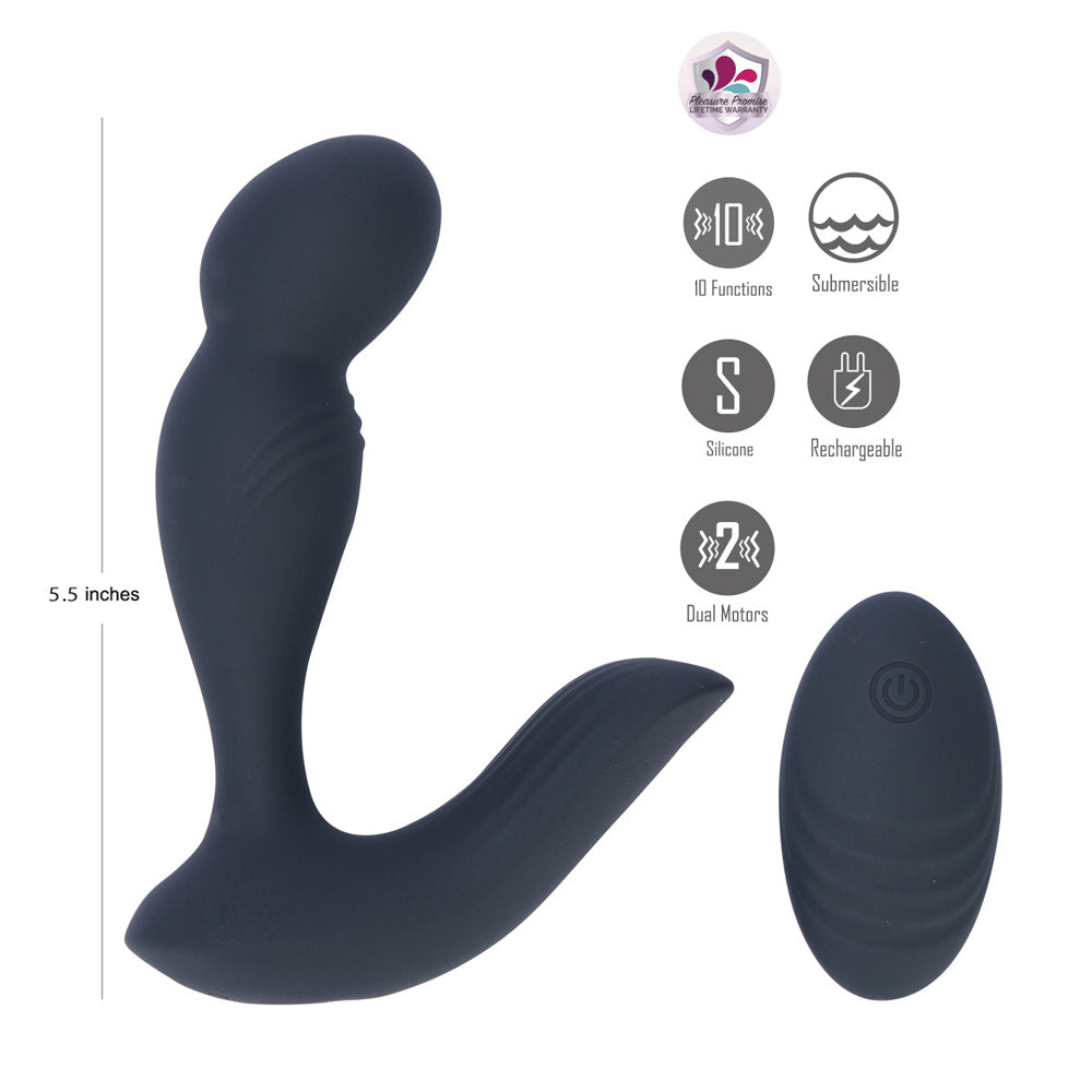 Maia Colton Vibrating Prostate Massager with Remote - Black