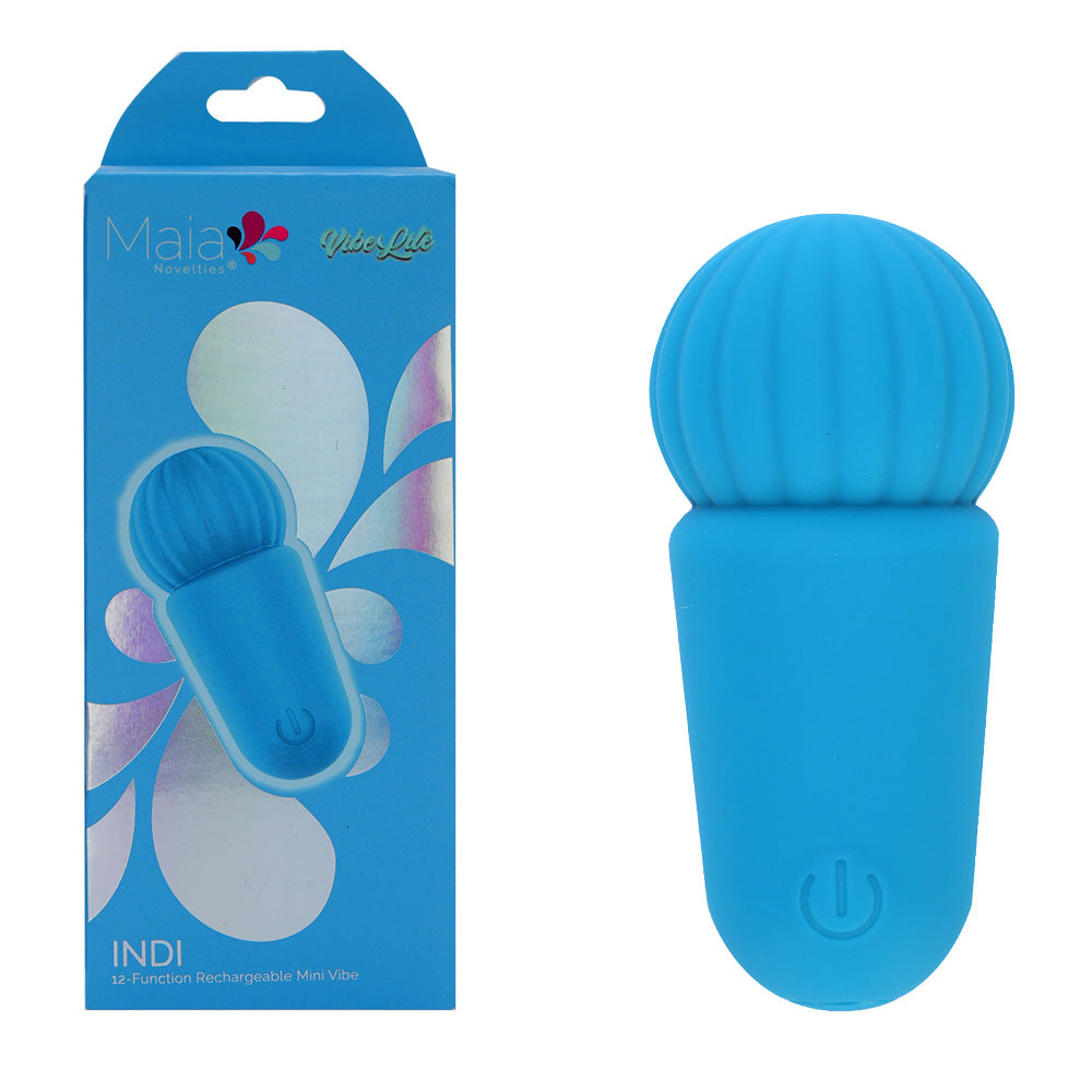 Maia Indi Mini Vibrating Wand Bullet Vibrator - Blue