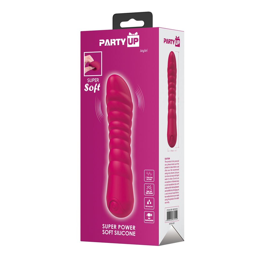 Party Up Jaylei Flexible Ribbed Vibrator - Pink