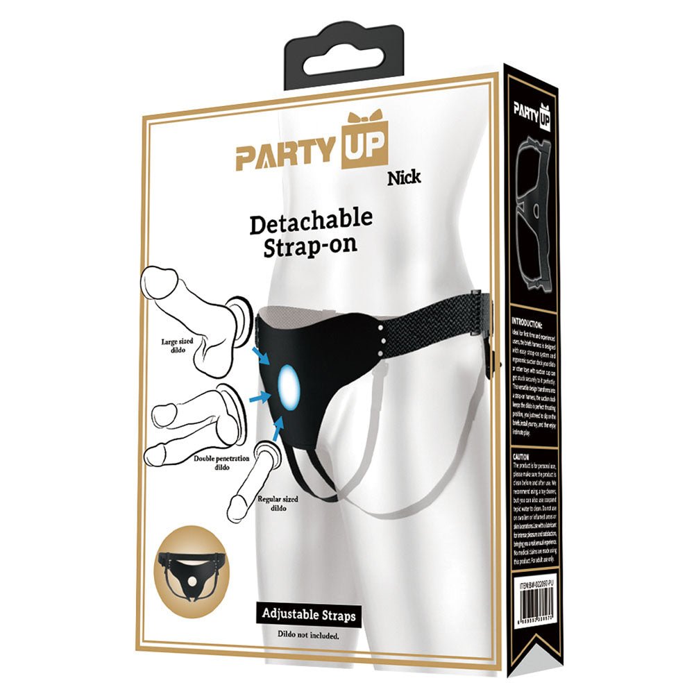 Party Up Nick Adjustable Strap-On Harness - Black (No Probe Included)