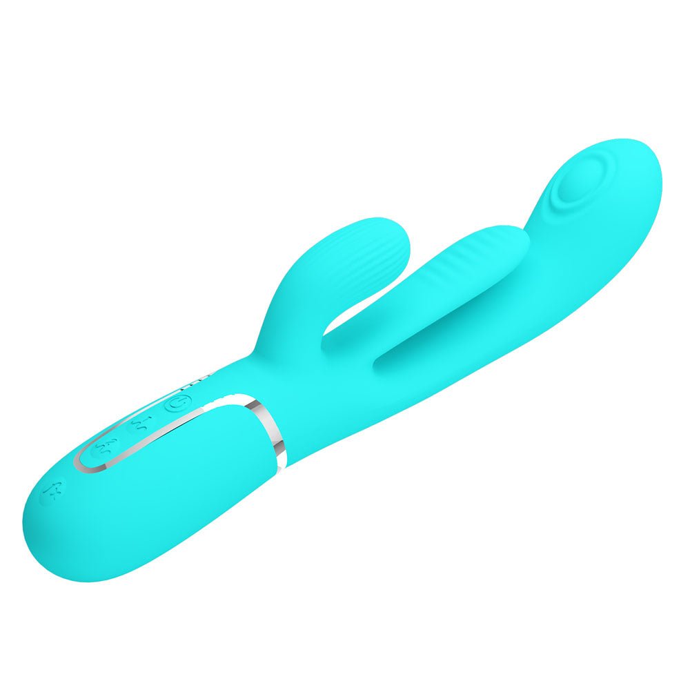 Party Up Andy Multi Function - Flicking Thumping Rabbit Vibrator - Teal