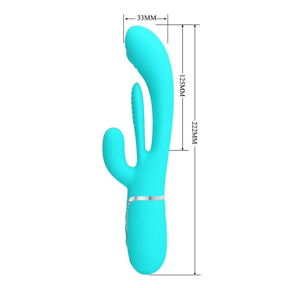 Party Up Andy Multi Function - Flicking Thumping Rabbit Vibrator - Teal