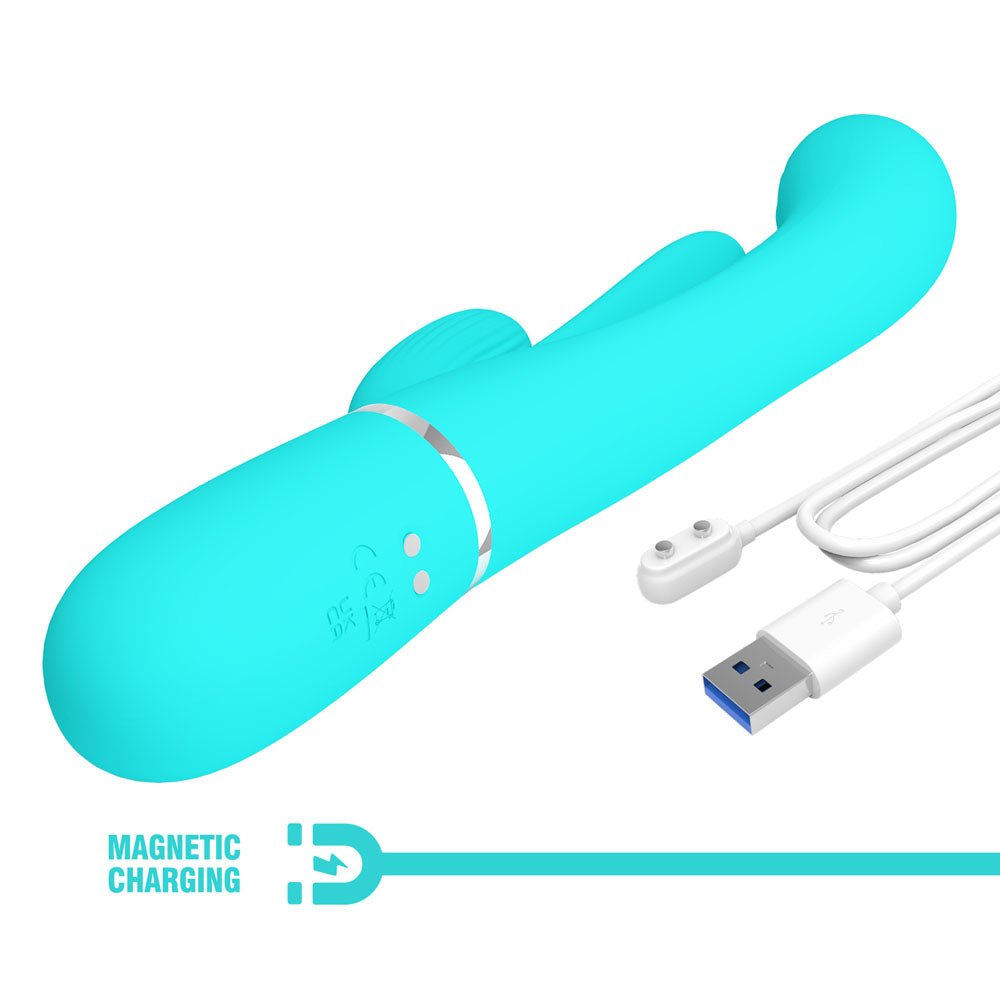 Party Up Andy Multi Function - Flicking Thumping Rabbit Vibrator - Teal