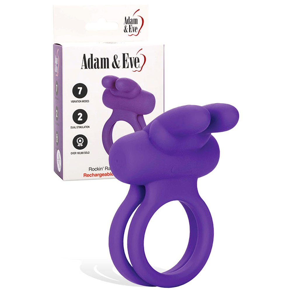 Adam & Eve Rockin' Rabbit - Cock & Balls Ring - Purple