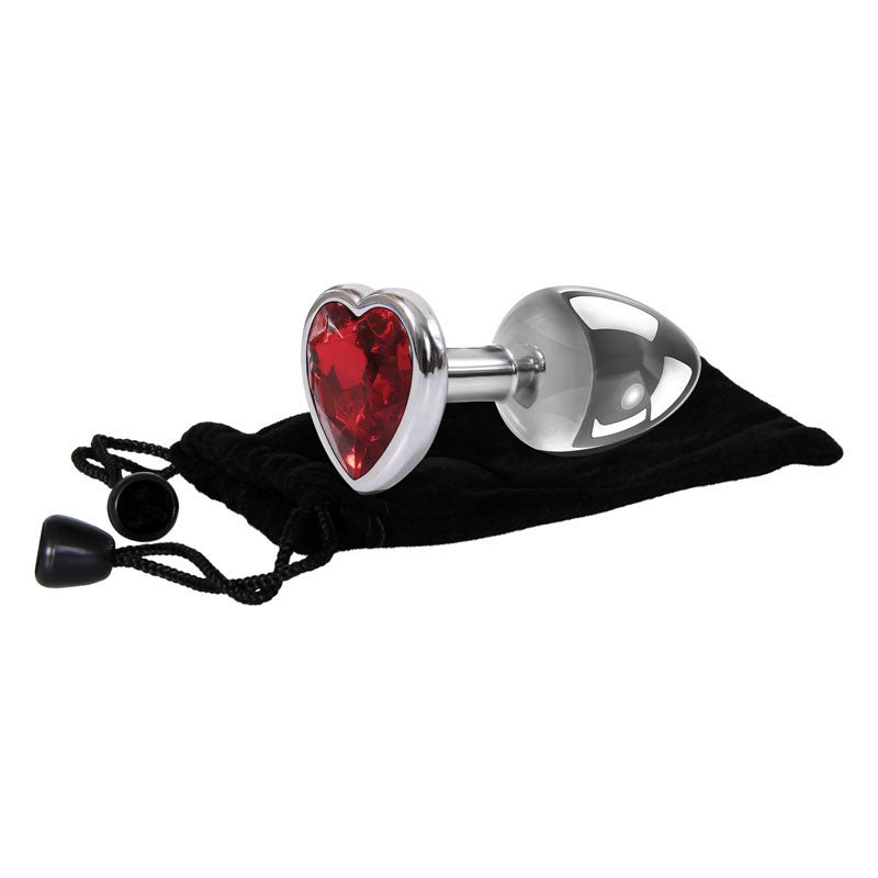Adam & Eve Red Heart Gem Anal Plug - Medium