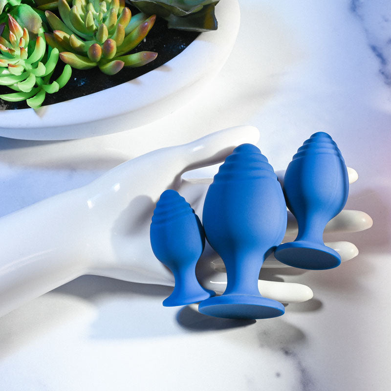 Evolved Get Your Groove On - Blue Butt Plugs - Set of 3 Sizes