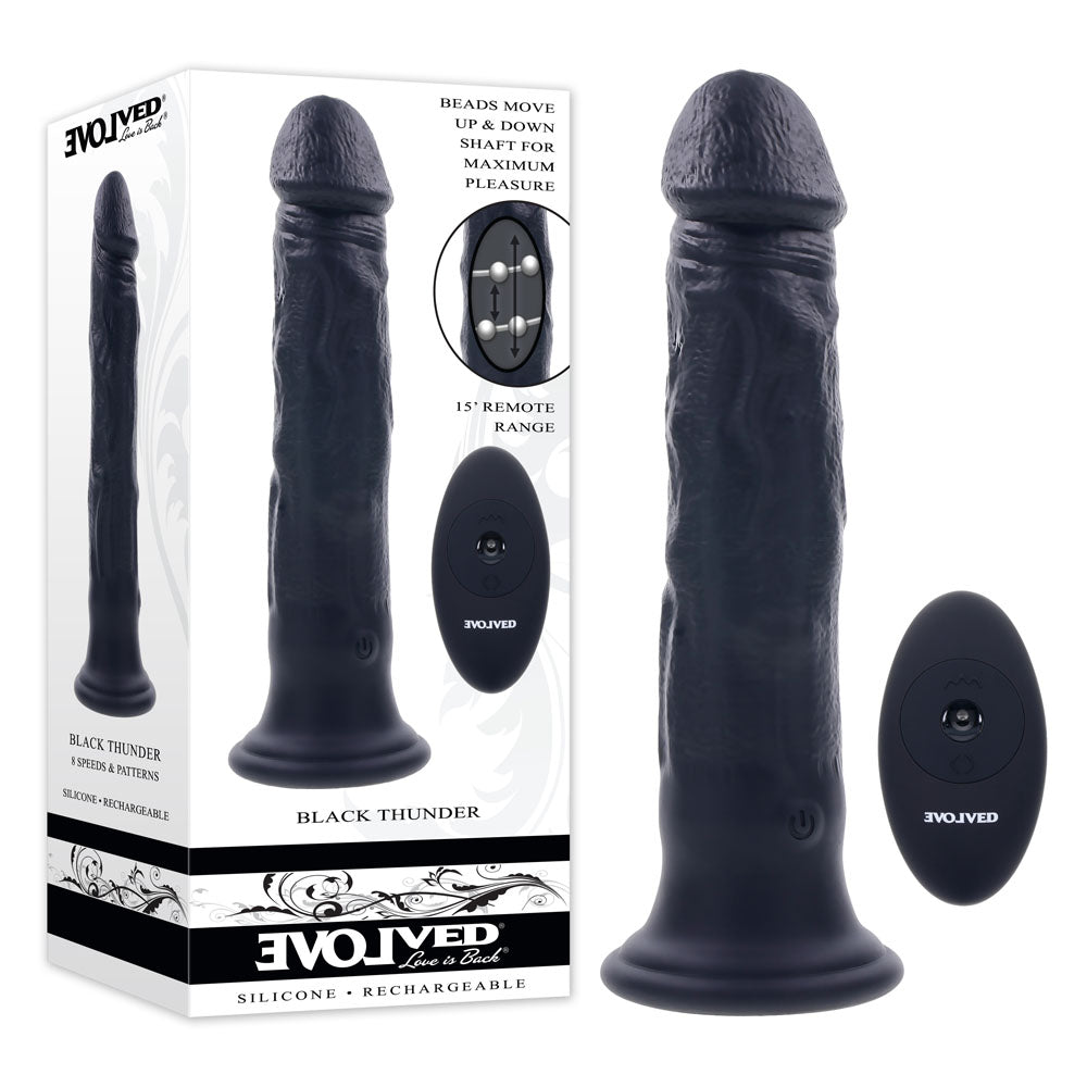 Evolved Black Thunder Vibrator Dildo With Remote - Black