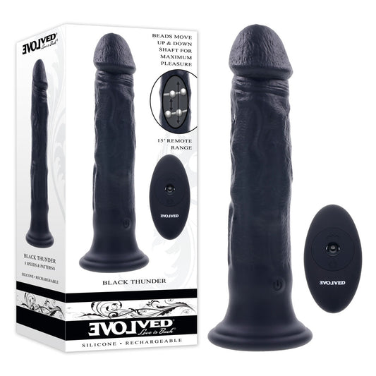 Evolved Black Thunder Vibrator Dildo With Remote - Black