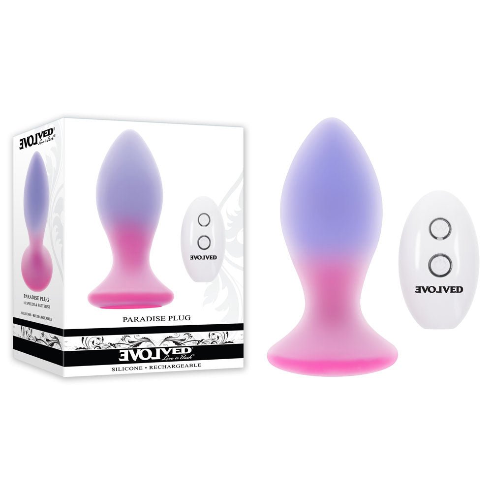 Evolved Paradise Plug - Vibrating Butt Plug with Remote Control - Pink/Purple