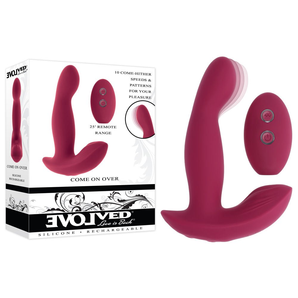 Evolved Come On Over - Vibrator with Wireless Remote - Burgundy
