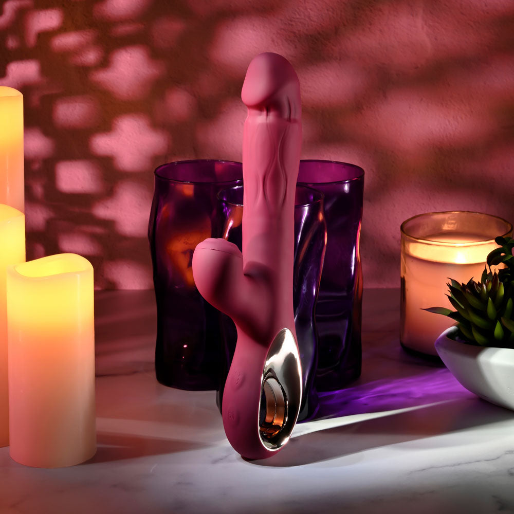 Evolved Bursting With Pleasure - Vibrator with Tapping Clitoral Stimulator - Red