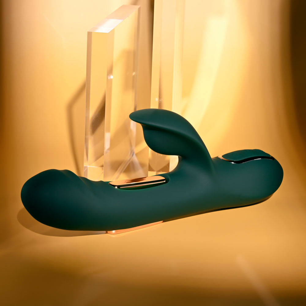 Evolved Heart Of Gold Dual Tapping Rabbit Vibrator - Green