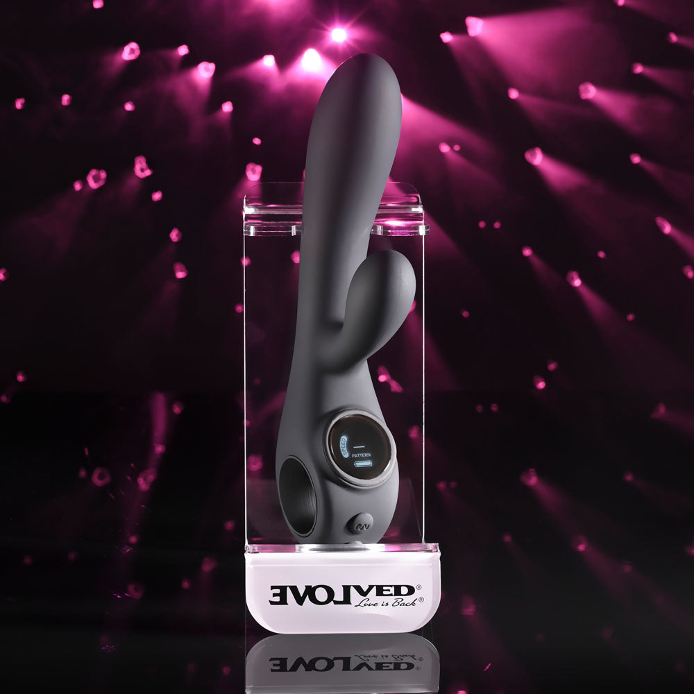 Evolved Black Magic - Black Rechargeable Rabbit Vibrator with LED Screen