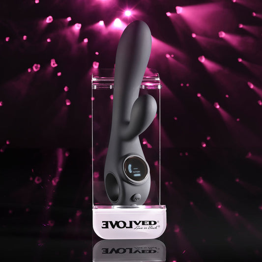 Evolved Black Magic - Black Rechargeable Rabbit Vibrator with LED Screen