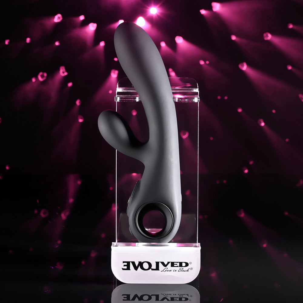 Evolved Black Magic - Black Rechargeable Rabbit Vibrator with LED Screen