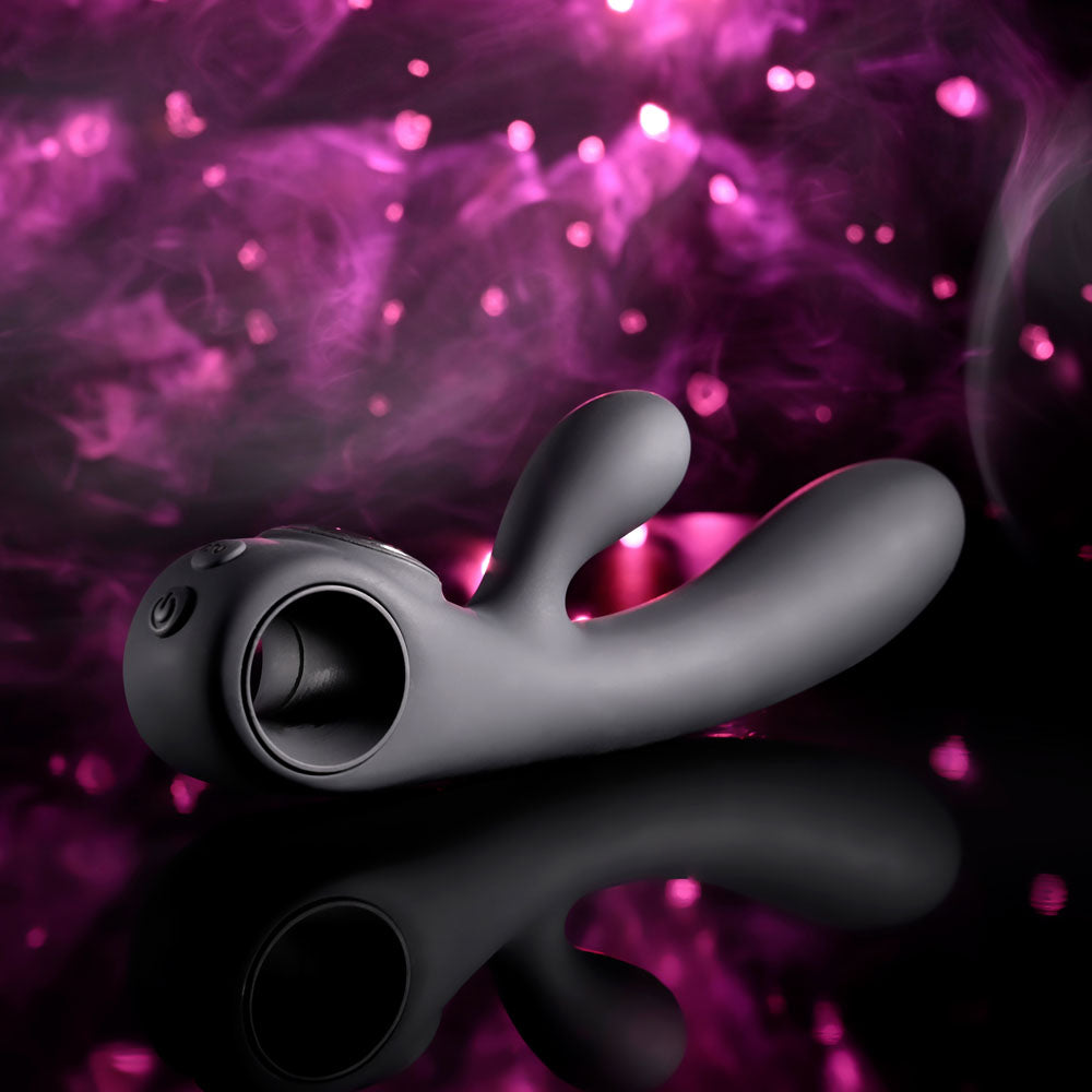 Evolved Black Magic - Black Rechargeable Rabbit Vibrator with LED Screen