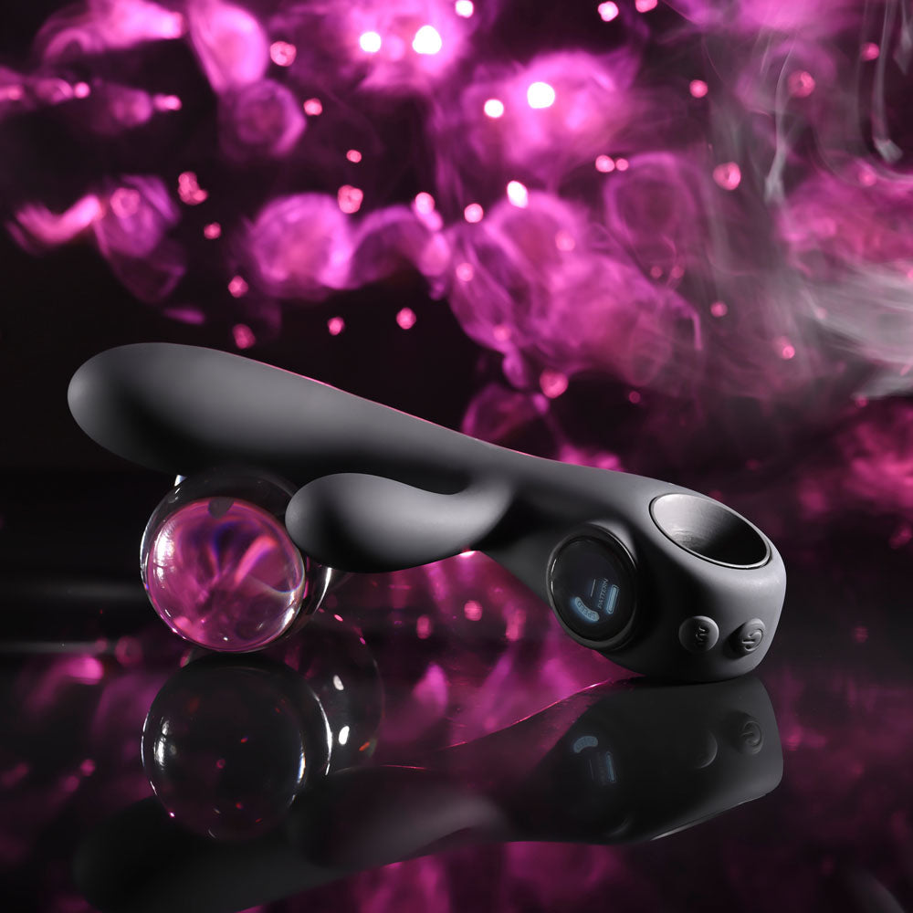 Evolved Black Magic - Black Rechargeable Rabbit Vibrator with LED Screen